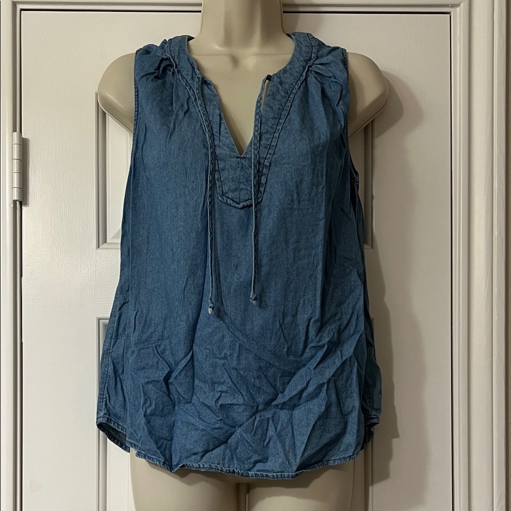 Old Navy Blue Denim Sleeveless Blouse